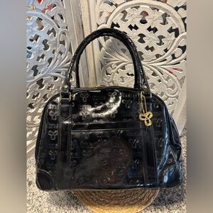 TNA Aritzia PVC Black Patent Satchel Tote Bag